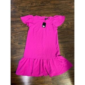 DKNY Waistless Women's Fuchsia Dress Size 6 with Ruffled Hem